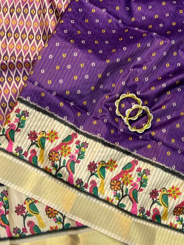 Rutexa_Fashion_Geometric_Print_Floral_Print_Ikkat_Tussar_Silk_Saree_Yellow