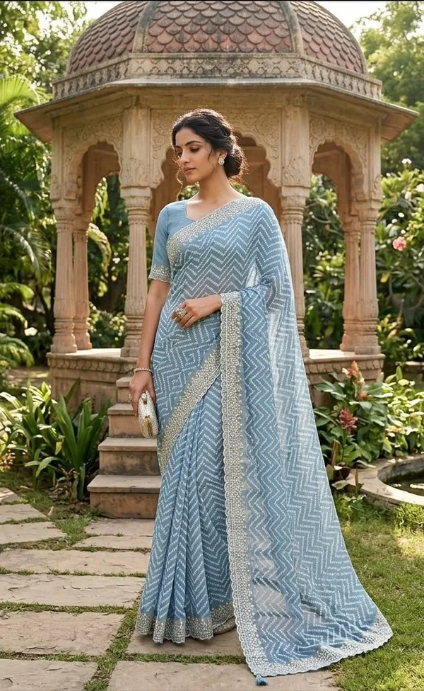 EMBRODRED_COTTON_ZIG_ZAG_Saree_With_Pearl_Border_And_Blouse_Sky_Blue_FOR_WOMEN