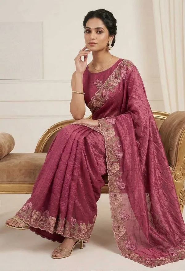 Gold_Crush_Flower_Print_Saree_For_Women