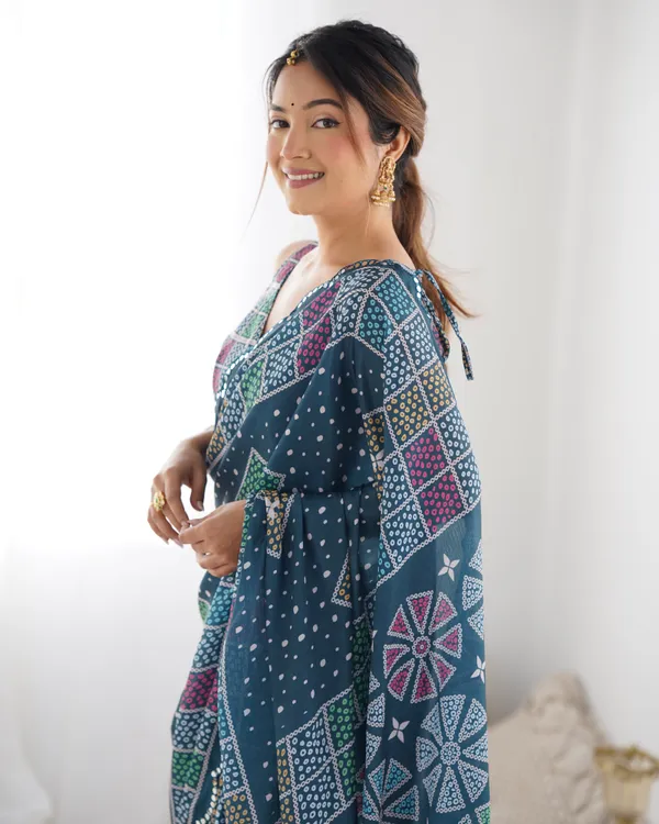 Blue_Pure_Chinon_Digital_Print_Saree_With_Mirror_Work_Scallop_Border_For_Women