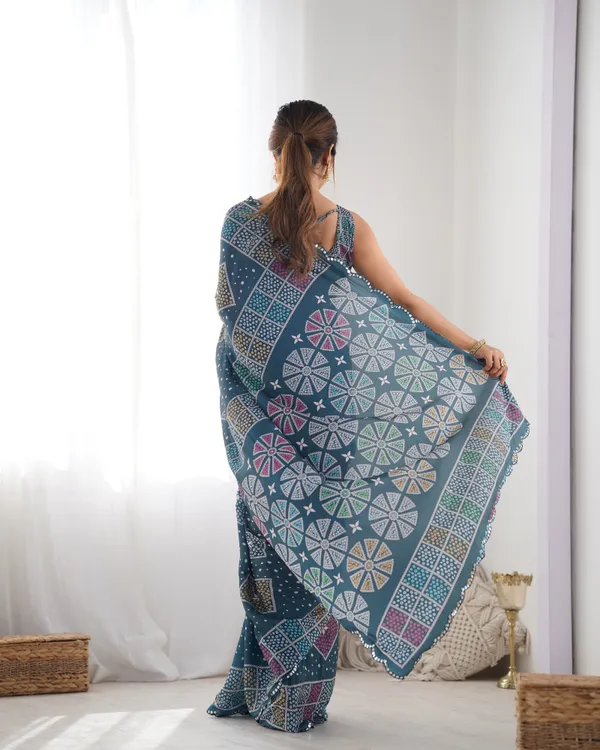 Blue_Pure_Chinon_Digital_Print_Saree_With_Mirror_Work_Scallop_Border_For_Women