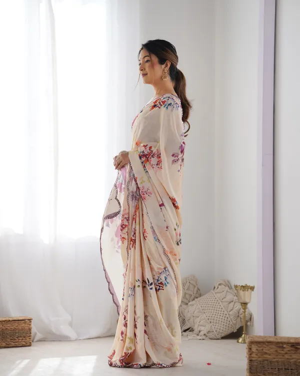 Cream_And_Purple_Pure_Chinon_Digital_Print_Saree_With_Mirror_Work_Scallop_Border_For_Women