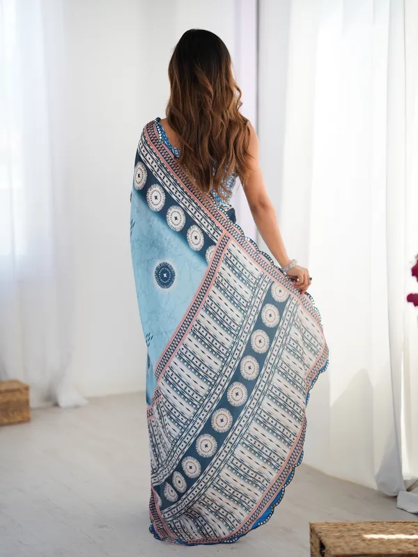 Sea_Blue_Pure_Chinon_Digital_Print_Saree_With_Mirror_Work_Scallop_Border_For_Women