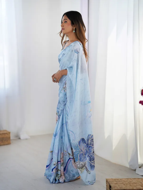 Light_Blue_Pure_Chinon_Digital_Print_Saree_With_Mirror_Work_Scallop_Border_For_Women