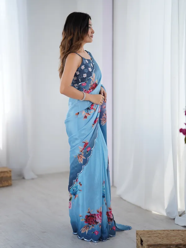 Blue_Pure_Chinon_Digital_Print_Saree_With_Mirror_Work_Scallop_Border_For_Women
