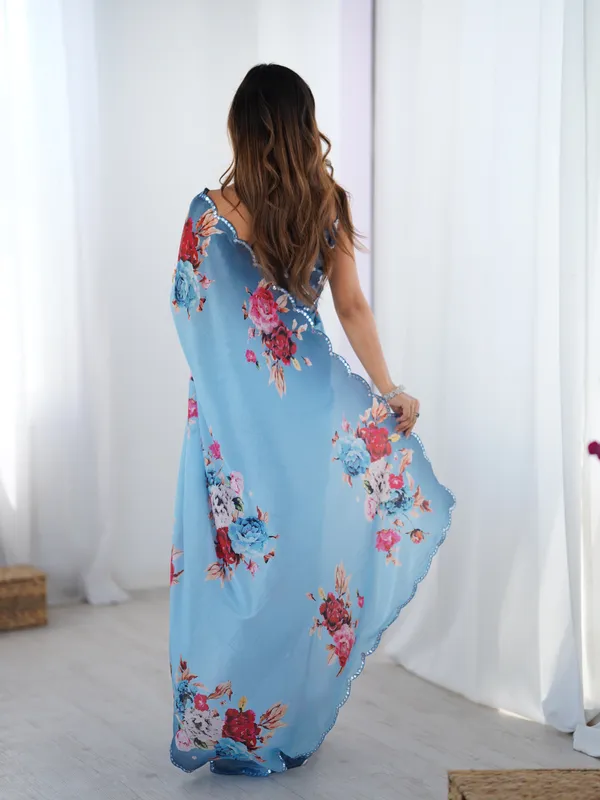 Blue_Pure_Chinon_Digital_Print_Saree_With_Mirror_Work_Scallop_Border_For_Women