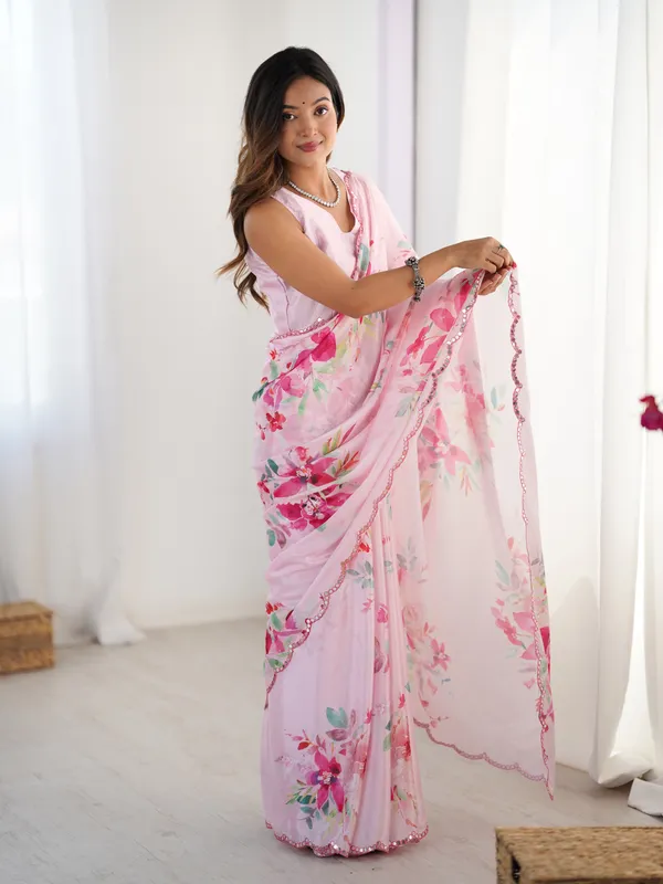 Light_Pink_Pure_Chinon_Digital_Print_Saree_With_Mirror_Work_Scallop_Border_For_Women