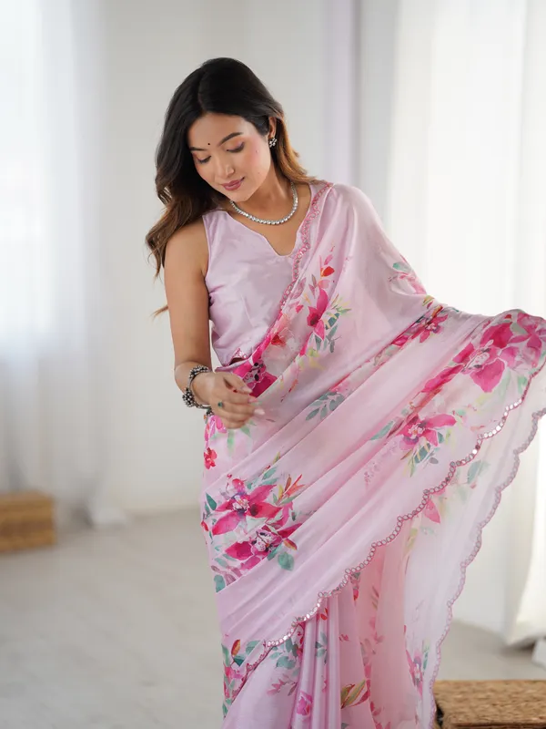 Light_Pink_Pure_Chinon_Digital_Print_Saree_With_Mirror_Work_Scallop_Border_For_Women