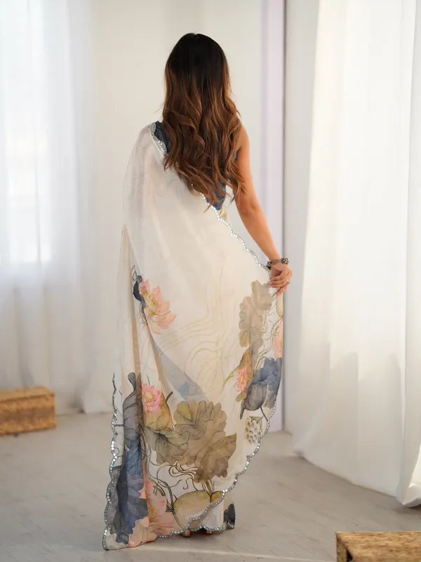 Off_White_And_Blue_Pure_Chinon_Digital_Print_Saree_With_Mirror_Work_Scallop_Border_For_Women