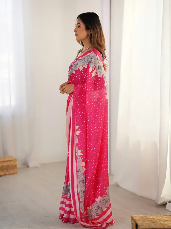 Pink_And_Grey_Pure_Chinon_Digital_Print_Saree_With_Mirror_Work_Scallop_Border_For_Women