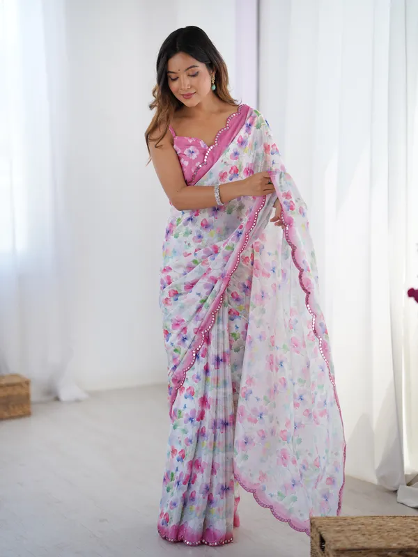 Pink_White_Pure_Chinon_Digital_Print_Saree_With_Mirror_Work_Scallop_Border_For_Women