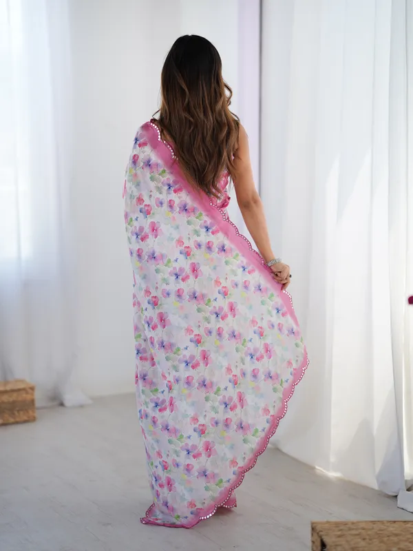 Pink_White_Pure_Chinon_Digital_Print_Saree_With_Mirror_Work_Scallop_Border_For_Women