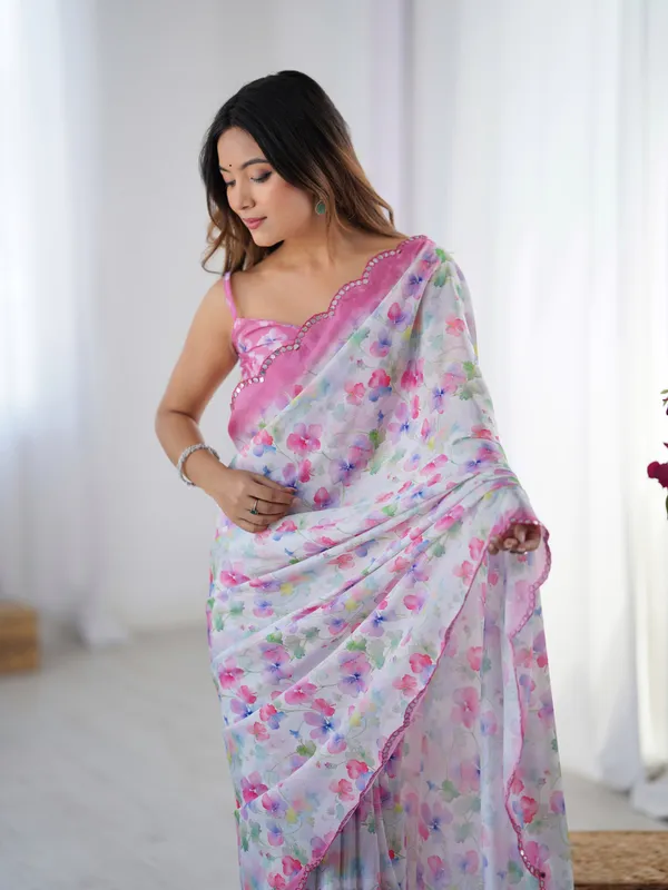 Pink_White_Pure_Chinon_Digital_Print_Saree_With_Mirror_Work_Scallop_Border_For_Women