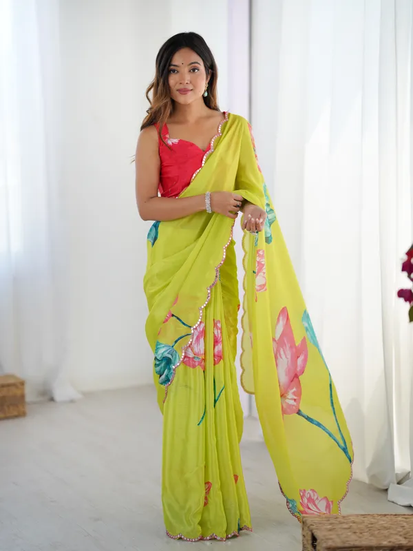 Yellow_And_Pink_Pure_Chinon_Digital_Print_Saree_With_Mirror_Work_Scallop_Border_For_Women