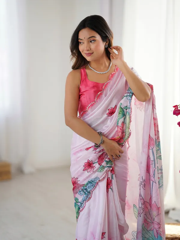 Rani_Pink_Pure_Chinon_Digital_Print_Saree_With_Mirror_Work_Scallop_Border_For_Women