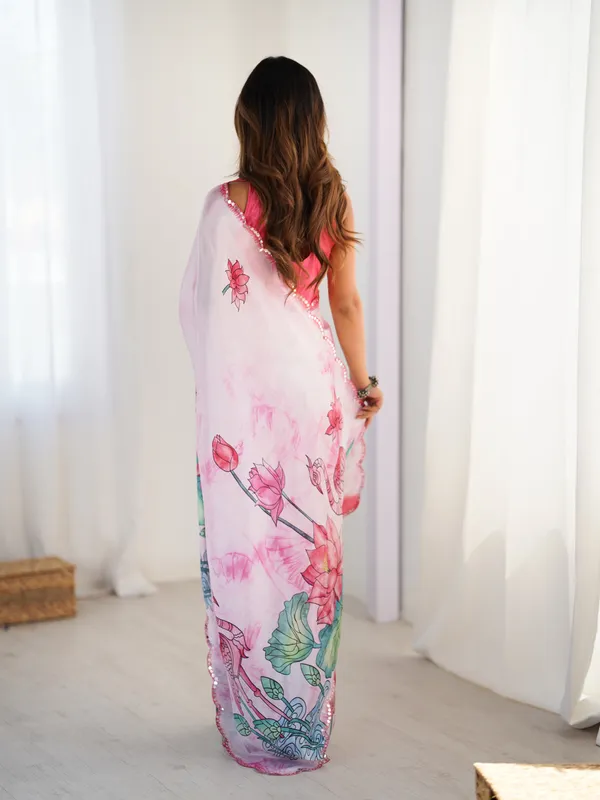 Rani_Pink_Pure_Chinon_Digital_Print_Saree_With_Mirror_Work_Scallop_Border_For_Women