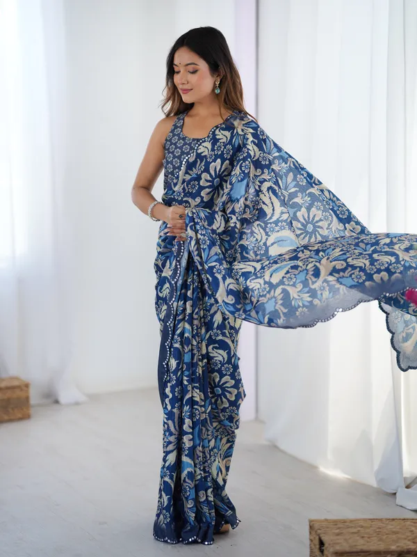 Navy_Blue_Pure_Chinon_Digital_Print_Saree_With_Mirror_Work_Scallop_Border_For_Women