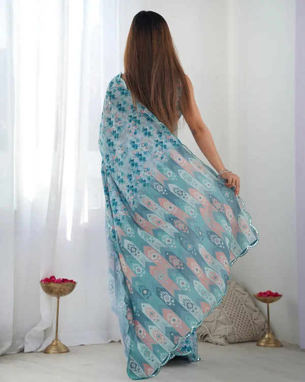 Aqua_Blue_Pure_Chinon_Digital_Print_Saree_With_Mirror_Work_Scallop_Border_For_Women