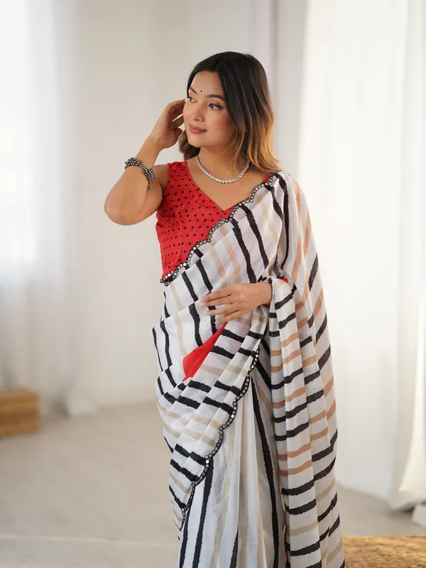 White_And_Red_Pure_Chinon_Digital_Print_Saree_With_Mirror_Work_Scallop_Border_For_Women
