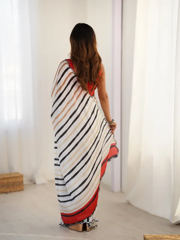 White_And_Red_Pure_Chinon_Digital_Print_Saree_With_Mirror_Work_Scallop_Border_For_Women