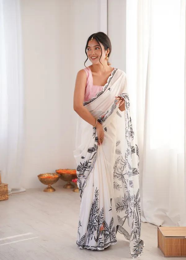 White_Pure_Chinon_Digital_Print_Saree_With_Mirror_Work_Scallop_Border_For_Women
