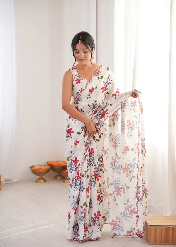 White_Pure_Chinon_Digital_Print_Saree_With_Mirror_Work_Scallop_Border_For_Women