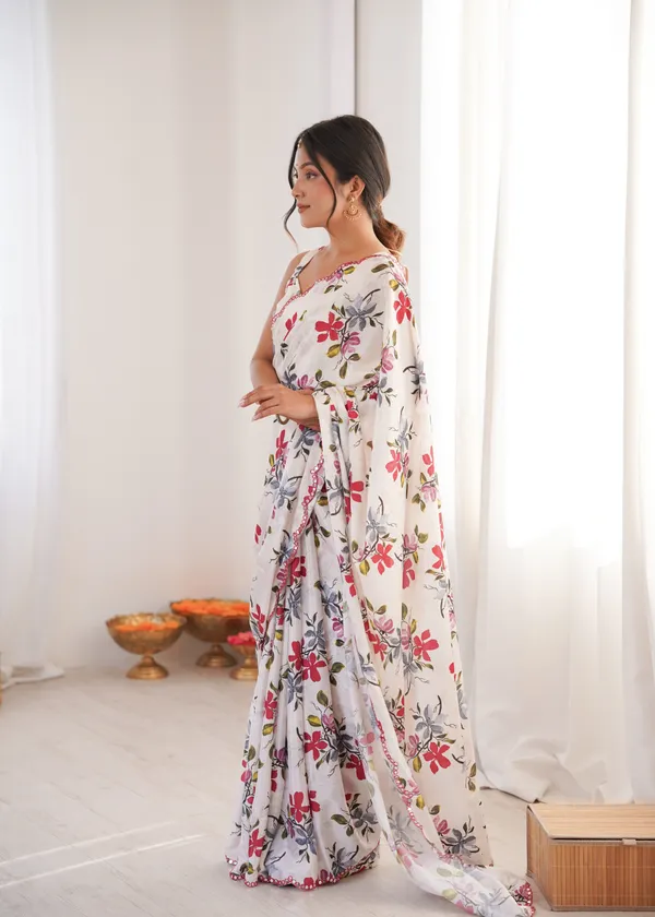 White_Pure_Chinon_Digital_Print_Saree_With_Mirror_Work_Scallop_Border_For_Women