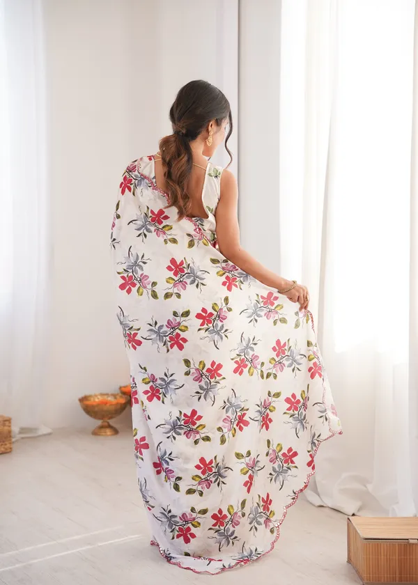 White_Pure_Chinon_Digital_Print_Saree_With_Mirror_Work_Scallop_Border_For_Women
