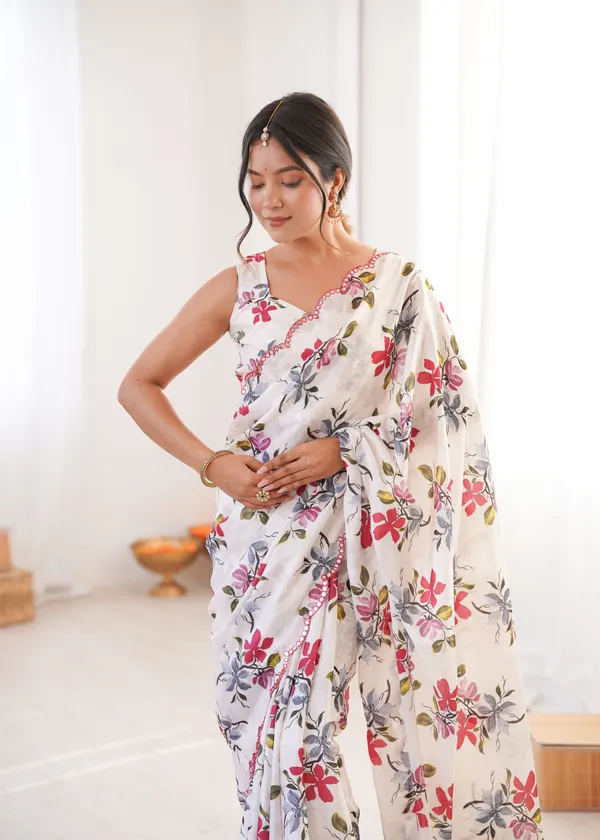 White_Pure_Chinon_Digital_Print_Saree_With_Mirror_Work_Scallop_Border_For_Women