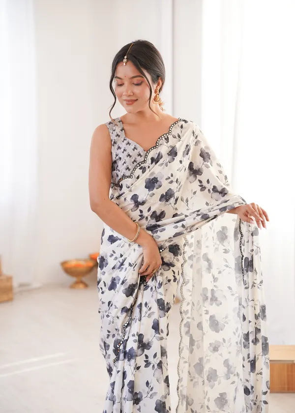 White_And_Black_Pure_Chinon_Digital_Print_Saree_With_Mirror_Work_Scallop_Border_For_Women