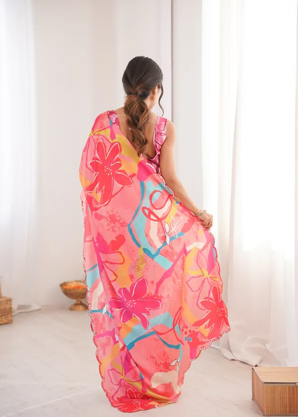 Rani_Pink_Pure_Chinon_Digital_Print_Saree_With_Mirror_Work_Scallop_Border_For_Women