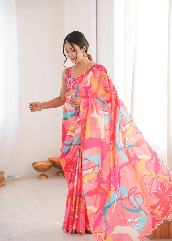 Rani_Pink_Pure_Chinon_Digital_Print_Saree_With_Mirror_Work_Scallop_Border_For_Women