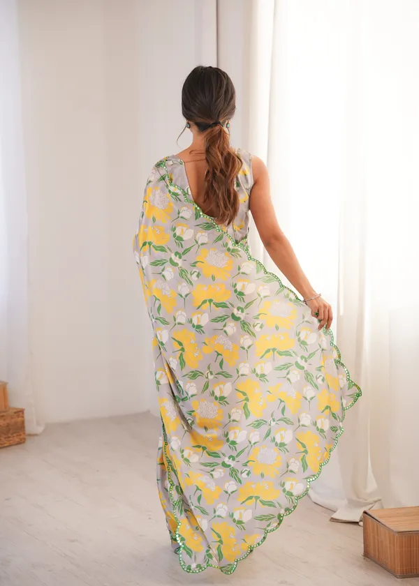 Lime_Yellow_And_Green_Pure_Chinon_Digital_Print_Saree_With_Mirror_Work_Scallop_Border_For_Women