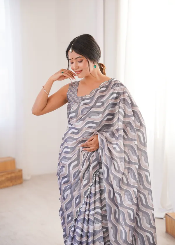 Grey_And_White_Pure_Chinon_Digital_Print_Saree_With_Mirror_Work_Scallop_Border_For_Women