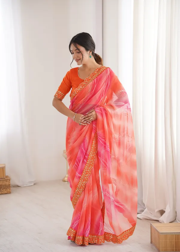 Orange_Padding_Chiffon_Georgette_Partywear_Saree_For_Women