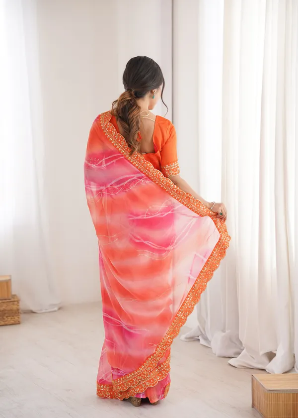 Orange_Padding_Chiffon_Georgette_Partywear_Saree_For_Women