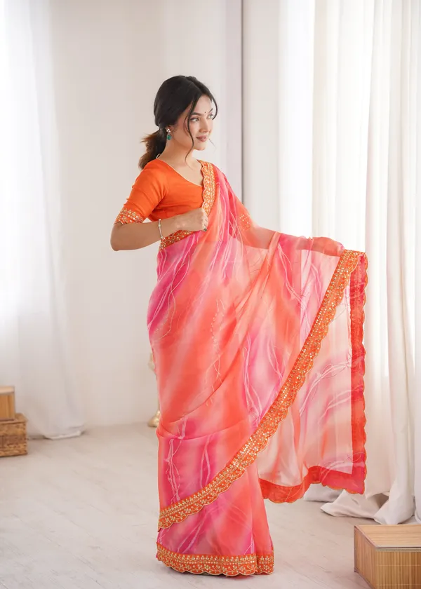 Orange_Padding_Chiffon_Georgette_Partywear_Saree_For_Women