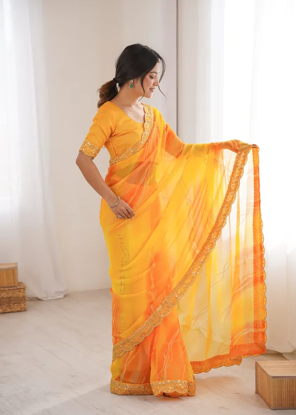 Yellow_Padding_Chiffon_Georgette_Partywear_Saree_For_Women
