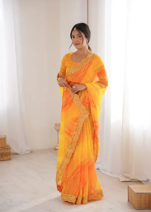 Yellow_Padding_Chiffon_Georgette_Partywear_Saree_For_Women