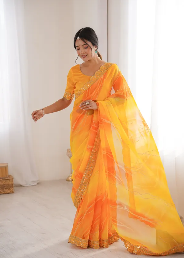 Yellow_Padding_Chiffon_Georgette_Partywear_Saree_For_Women