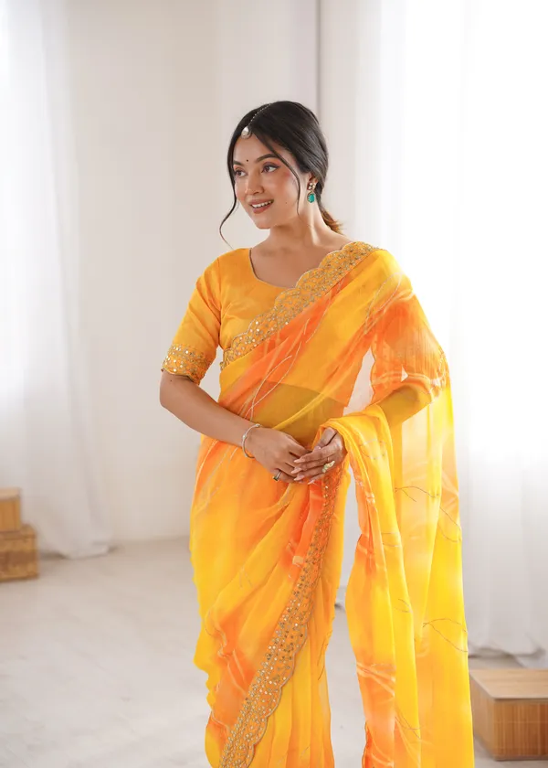 Yellow_Padding_Chiffon_Georgette_Partywear_Saree_For_Women