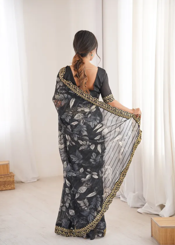 Black_Printed_Chiffon_Georgette_Partywear_Saree_For_Women