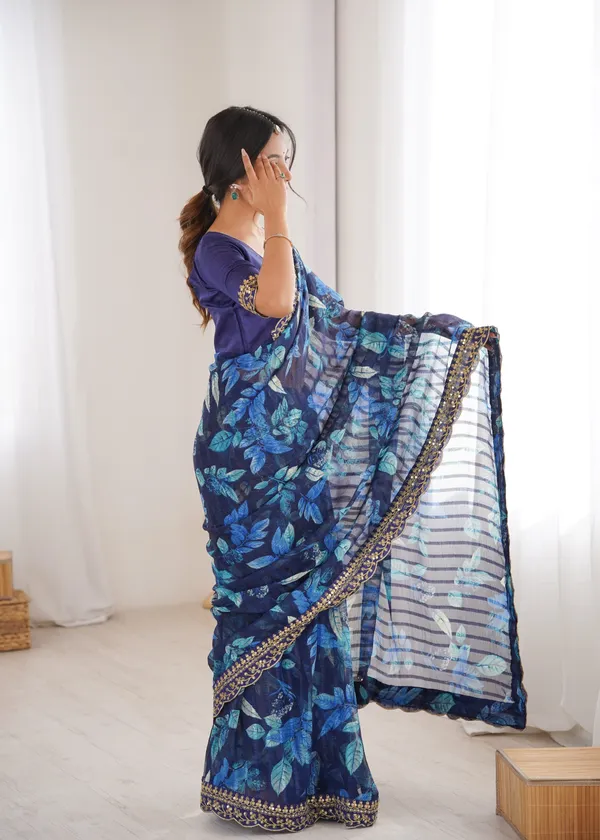 Blue_Printed_Chiffon_Georgette_Partywear_Saree_For_Women