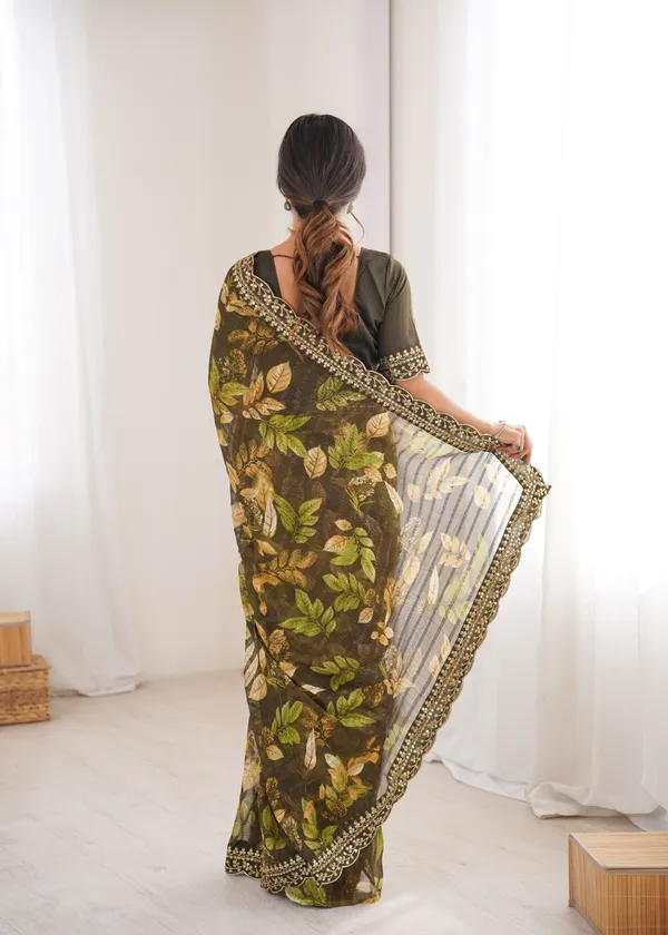 Green_Printed_Chiffon_Georgette_Partywear_Saree_For_Women