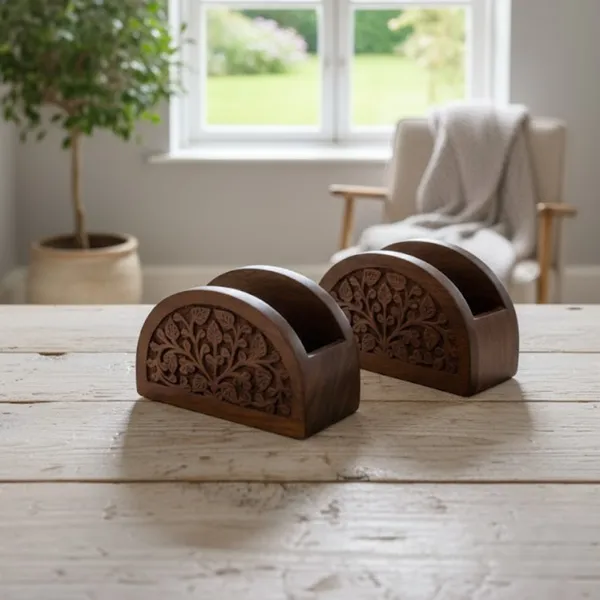 Wooden_Napkin_Holder_Set_With_Floral_Carving_Brown_Set_Of_2