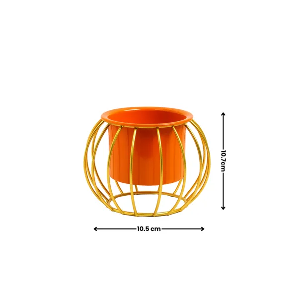 Modern_Gold_Wire_Basket_&_Orange_Planter_Set_With_Brass_Vase_Decorative_Home_Decor_Combo