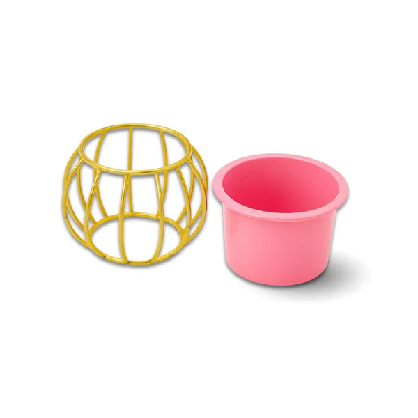 Pink_&_Gold_Decorative_Metal_Planter_With_Wire_Cage_Design