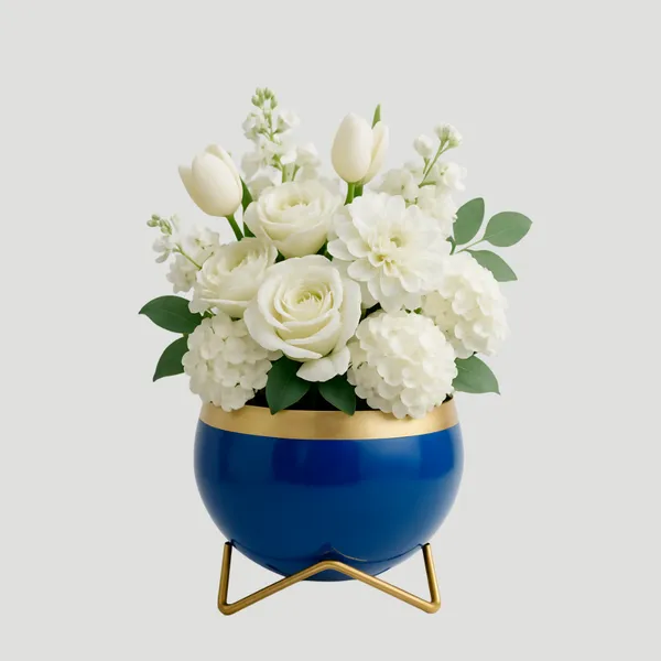 Blue_And_Gold_Decorative_Flower_Vase_With_Stand