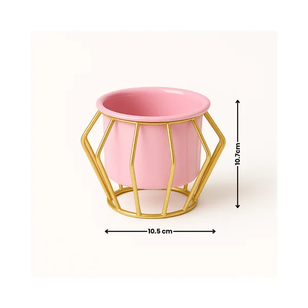 Pink_&_Gold_Geometric_Wire_Planter_with_Ceramic_Pot