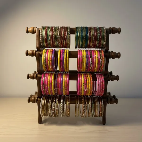 Handcrafted_Wooden_Bangle_Stand_With_Brass_Inlay_Work_4_Rod_Organizer